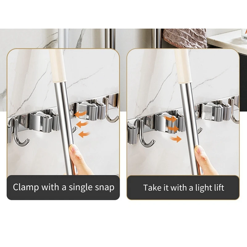 Настенный кронштейн из нержавеющей стали 5 стеллажей и 4 крючка органайзер для