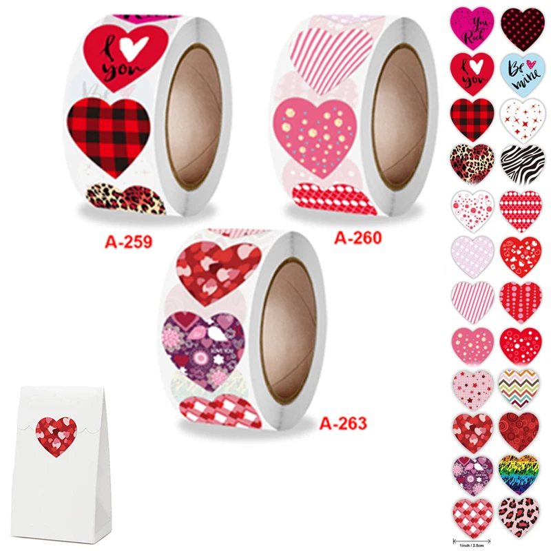 

Наклейки в форме сердца для скрапбукинга, 500 шт./рулон