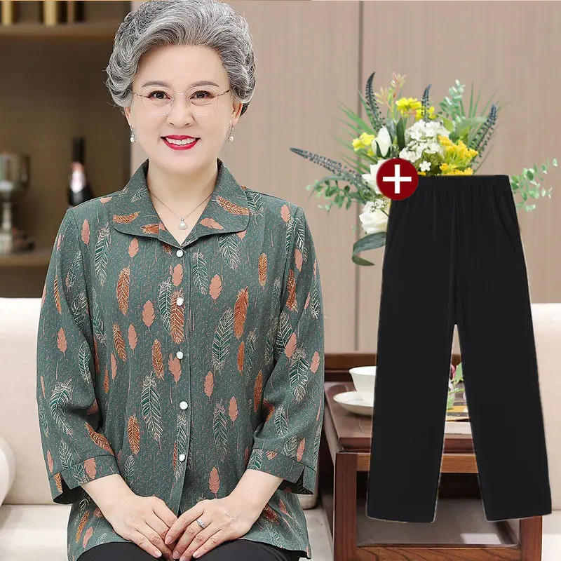 Кардиган для пожилых женщин рубашки Новинка весна-лето 2023 Повседневная Блузка