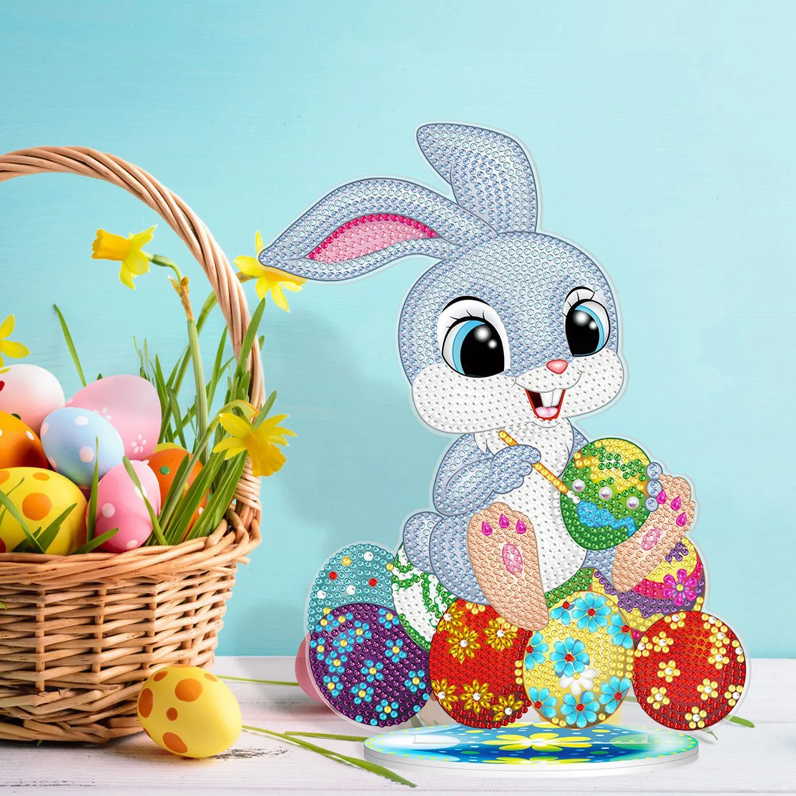 

Ручная Пасхальная статуя среднего пальца, набор для рисования, домашние круглые наборы, кролик, бриллиантовые сверла, яйца, набор с разноцветным орнаментом