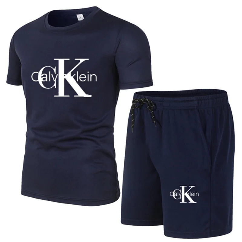 

Mesh Shorts Set men's women's Navy summer breathable oeck T-shirt shorts men's brand running basketball short sleeve set