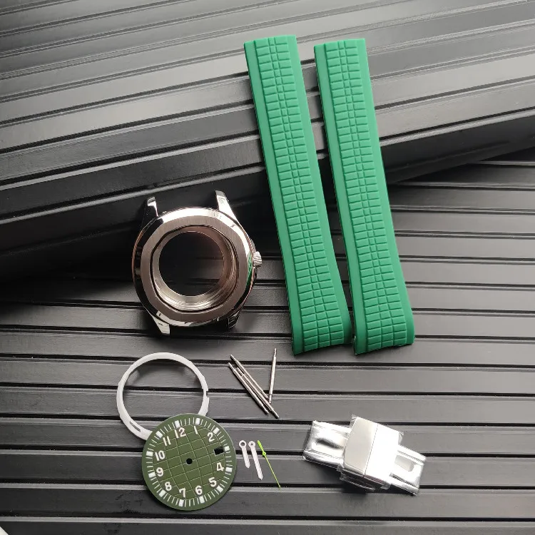 

Watch Accessories Set Hands Dial Case Strap FIT NH35 NH36 Automatic Men's Watch Waterproof Silicone Band Transparent Case 44MM