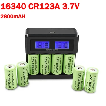 충전식 리튬 이온 16340, Arlo 보안 카메라용 LCD 충전기, 손전등 배터리, CR123A CR123 배터리, 2800mAh, 3.7V