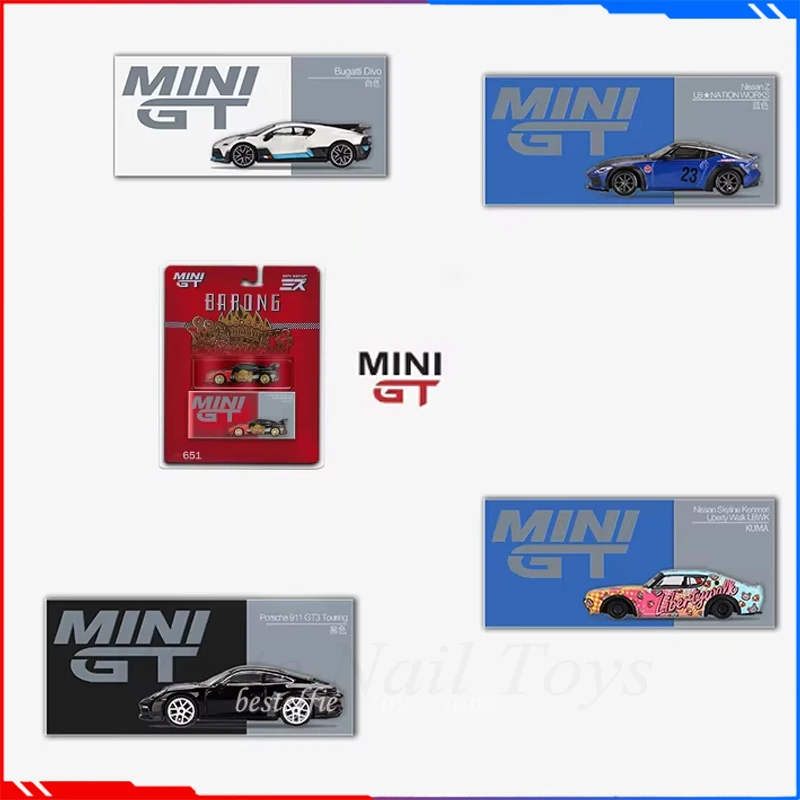 Мини Gt 1/64 модель автомобиля Nissan 35 GTR Porsche 911 Gt3 Skyline Bugatti Divo из сплава детские игрушки