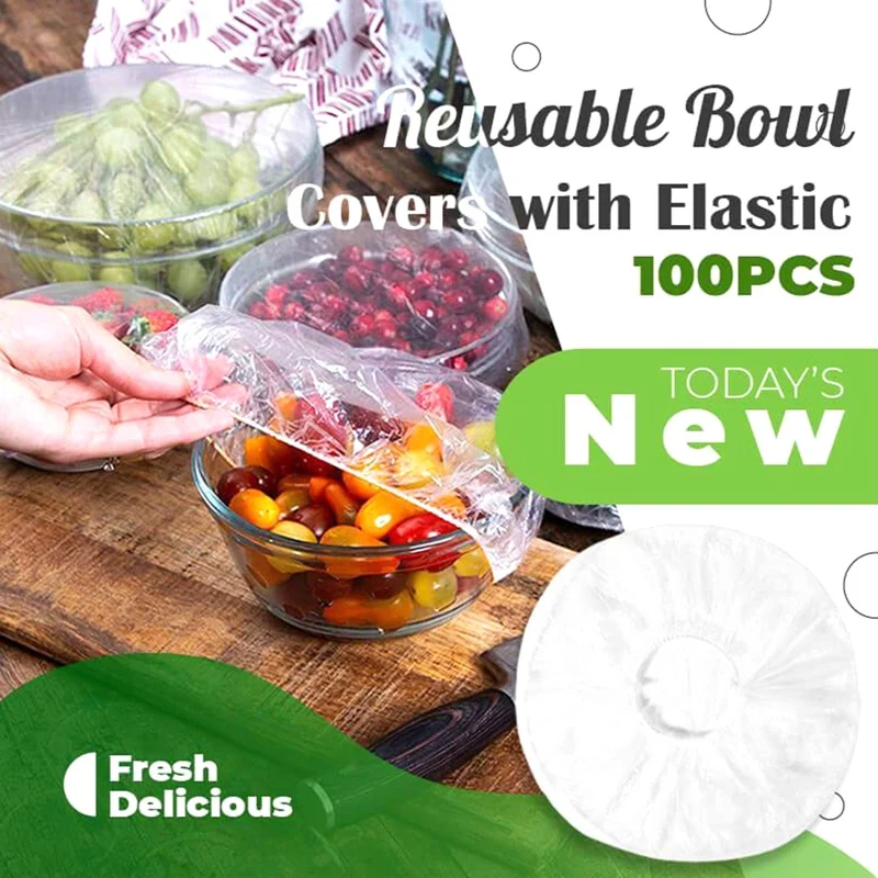 

100 Pcs Reusable Food Storage Cover Plastic Disposable Adjustable Elastic Food Bowls Cover Fresh-keeping Bags Kitchen Supplies