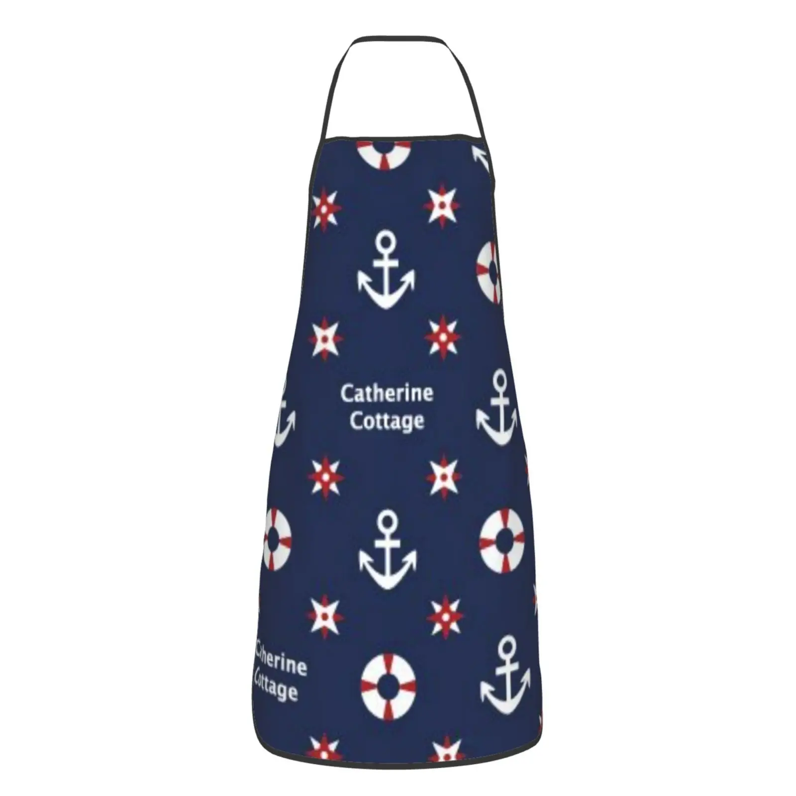 

Navy Anchor Lifebuoy Apron Decorative Blue Nautical Marine Theme Sea Life Lover Adjustable Strap Apron Gardening Hygienic Chef
