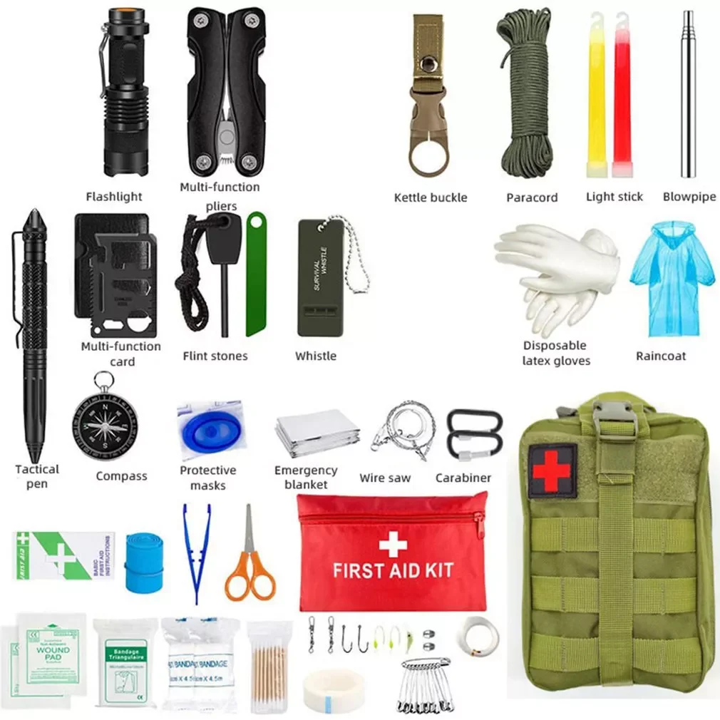 

Набор первой помощи для выживания набор инструментов для выживания на природе для кемпинга упаковка для пешего туризма тактическая сумка п...