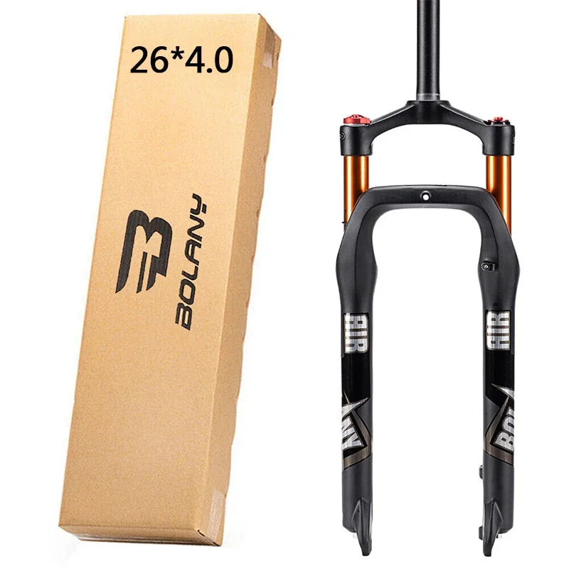 

Bolany 26*4.0 Bicycle Fork Air Suspension Snow Bike Fork 135mm Quick Release MTB Fat Forks 120mm Travel Fit Disc Brake