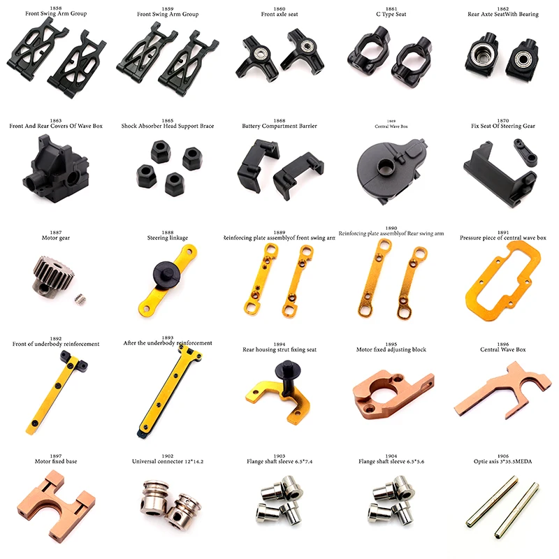 

WLtoys 104001 1/10 набор запасных частей для радиоуправляемых автомобилей, поворотный рычаг, мотор, радиатор, стержень рулевого управления, редукто...