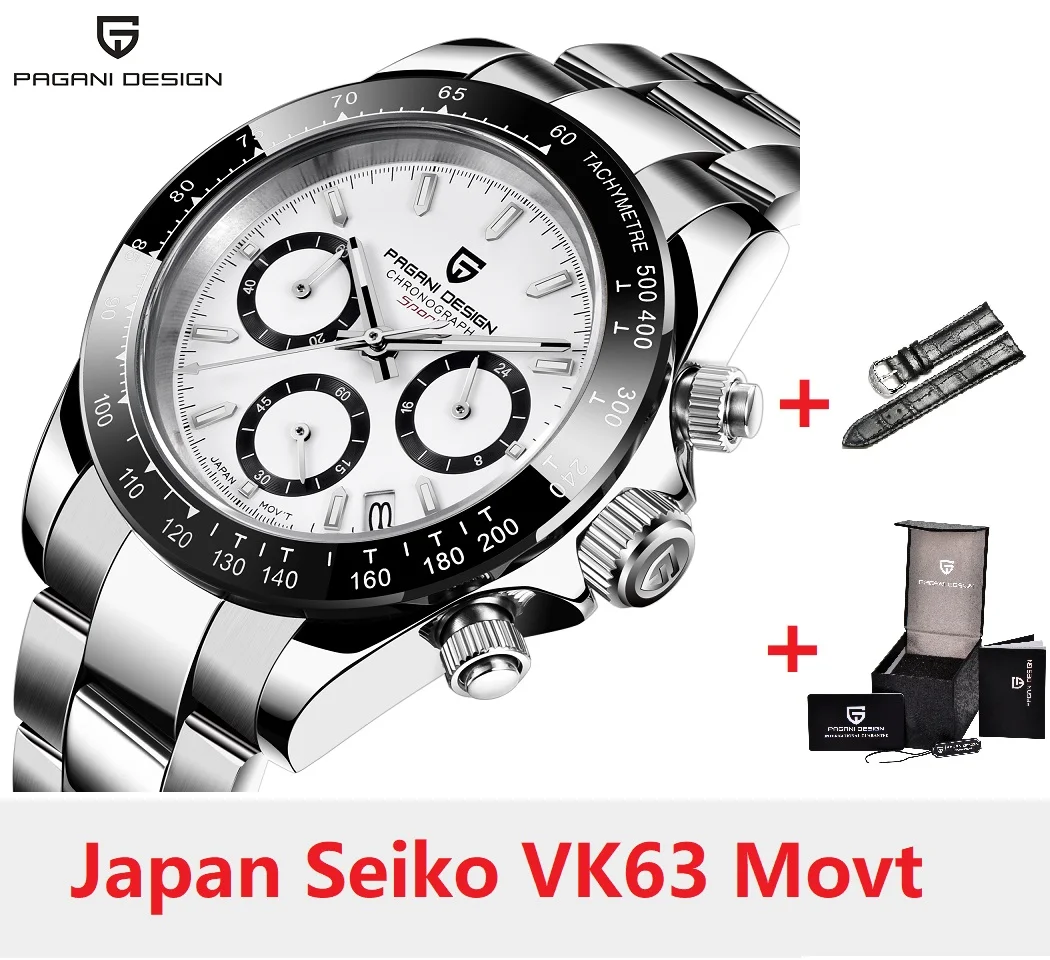 

PAGANI DESIGN PD 1644 Men Watch Automatic Date Japan VK63 Movt Quartz Watches Men 100M Waterproof Chronograph Clock Reloj Hombre