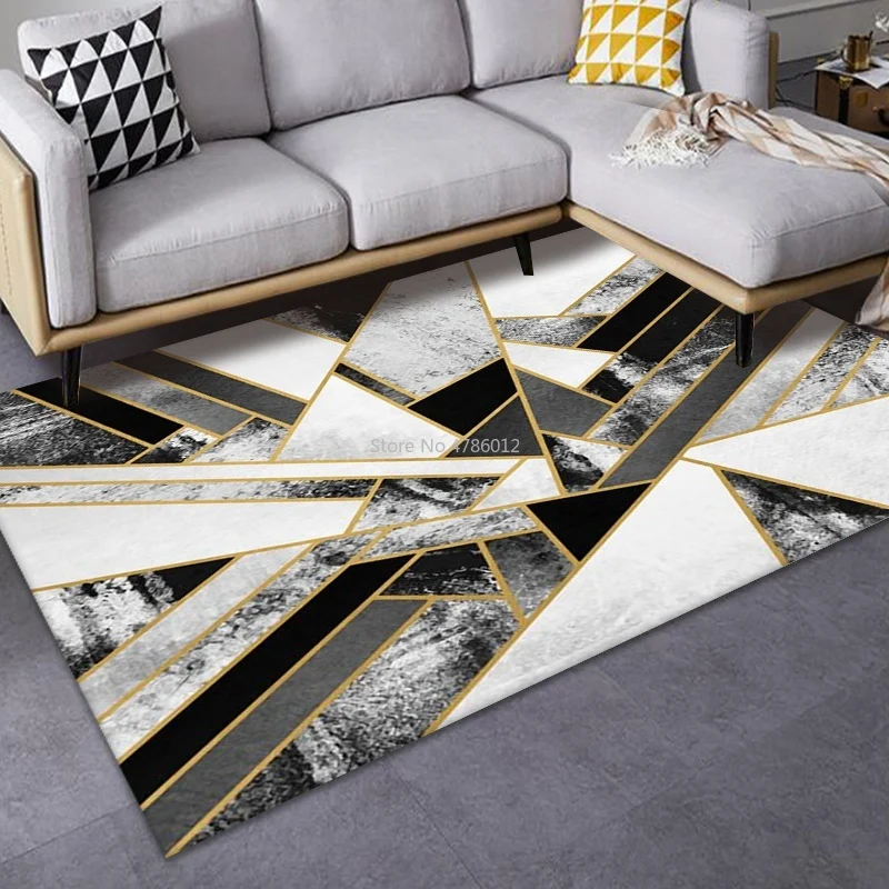 Golden Diamond Velvet Carpet Living Room Coffee Table Blanket Abstract Homestay Style Home Bedroom Bedside 200x300cm