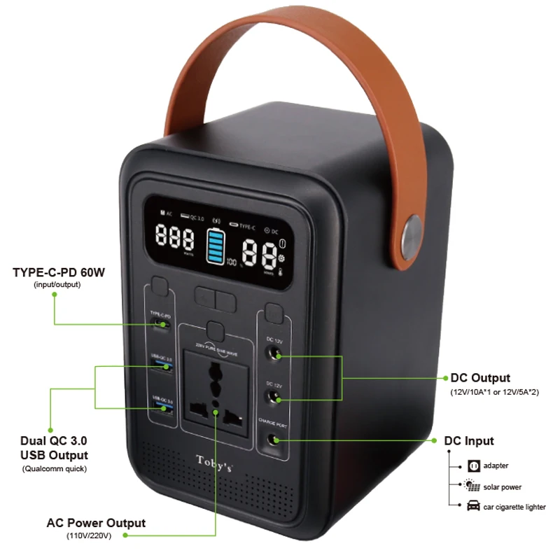 

portable outdoor Power Bank 178wh 47000MAH 178WH fast charging Power Station Generator With viewing screen sound 178w