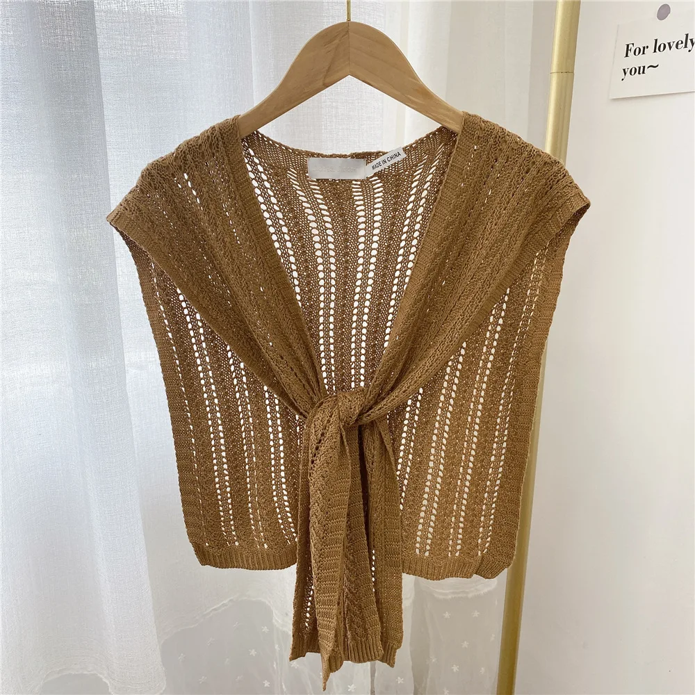 

Летний Тонкий вязаный крючком полый ложный воротник для женщин Маленькая шаль Шейная одежда съемный воротник рубашки блузка Топ декоративный