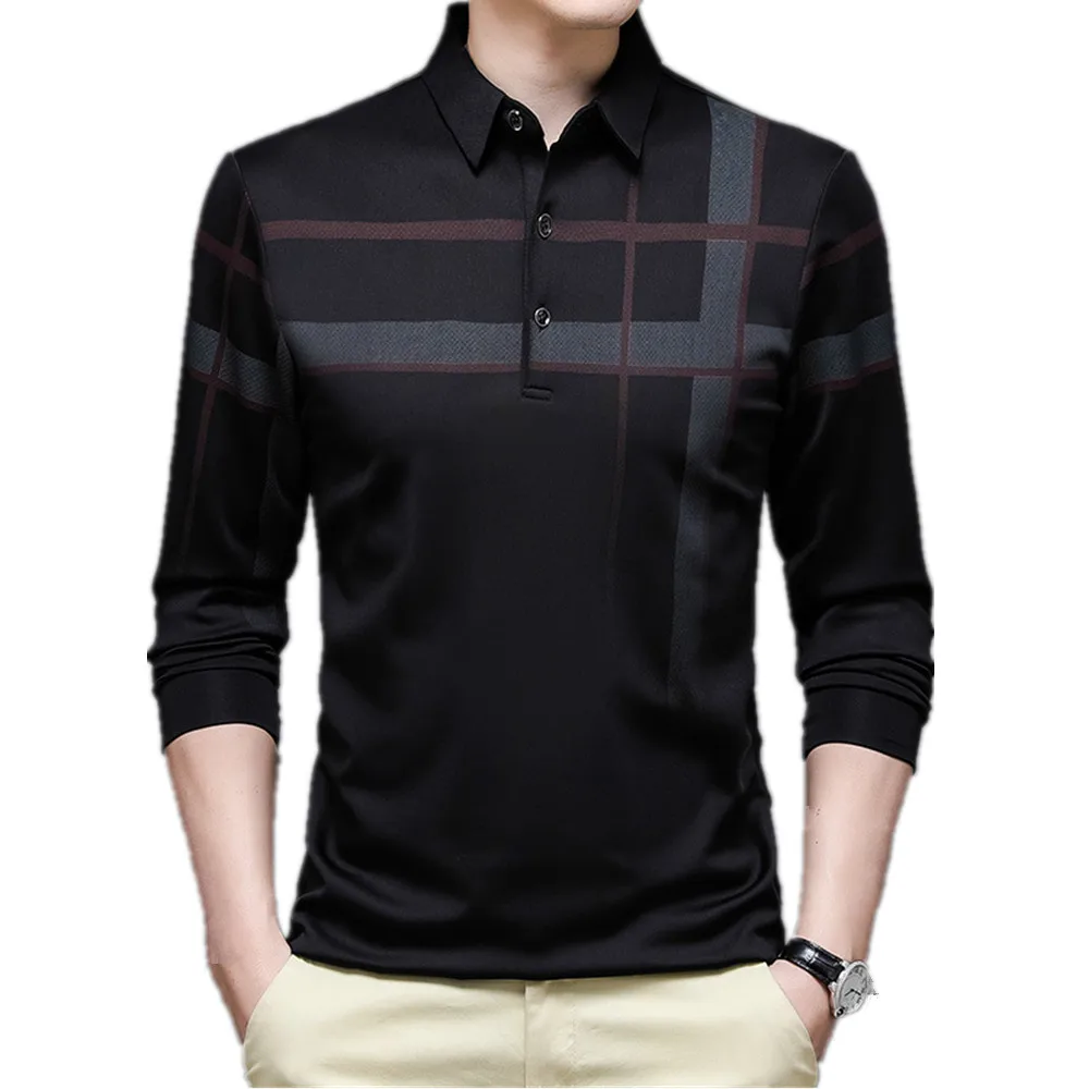 

Autumn New Long Sleeve T-shirt Men's Polo Neck Elastic Slim Fit Shirt Fashion Undercoat
