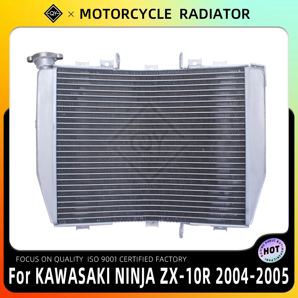 

PKQ Motorcycle Aluminum Radiator Cooler Cooling Water Tank For KAWASAKI Ninja ZX 10R ZX-10R ZX10R 2004-2005 04 05 Part