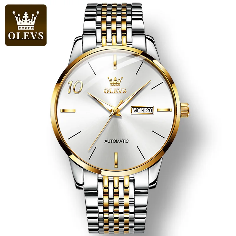 

OLEVS 6632 Fashion Automatic Mechanical Watches for Men Stainless Steel Strap Waterproof Full-automatic Men Wristwatches