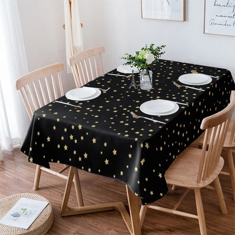 

Star Black Table Cloth Waterproof Dining Tablecloth for Table Kitchen Decorative Coffee Cuisine Party Table Cover