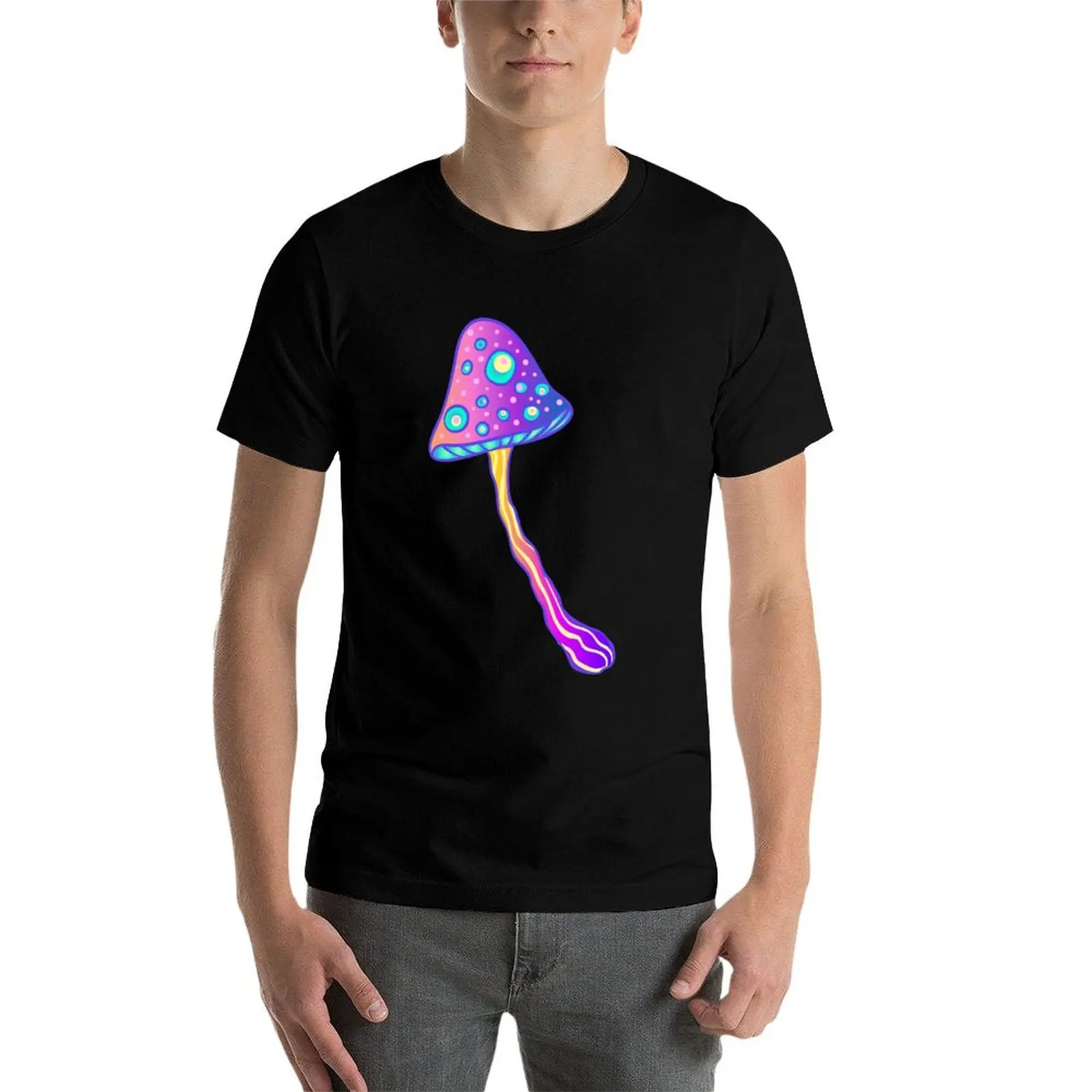 Фото Футболка с принтом Magic Mushroom Pattern 2, мужская хлопковая футболка, набор белых мужских футболок, футболка для мужчин №3