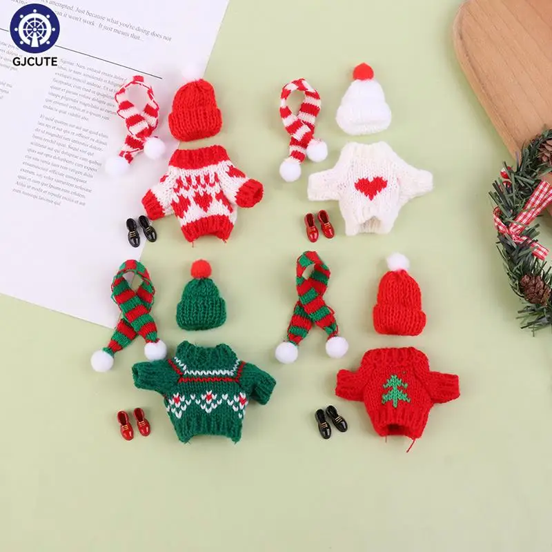 

Doll Christmas Outfit For 25cm Doll Baby Winter Clothes Suit Warm Sweater with Hat Scarf Shoe Dolls Accessories Birthday Gift