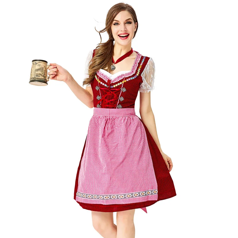 

Карнавальный костюм дирндл на Октоберфест, Баварская национальная пивная горничная, таверна, официантка, наряд для косплея, Хэллоуин, причудливое платье