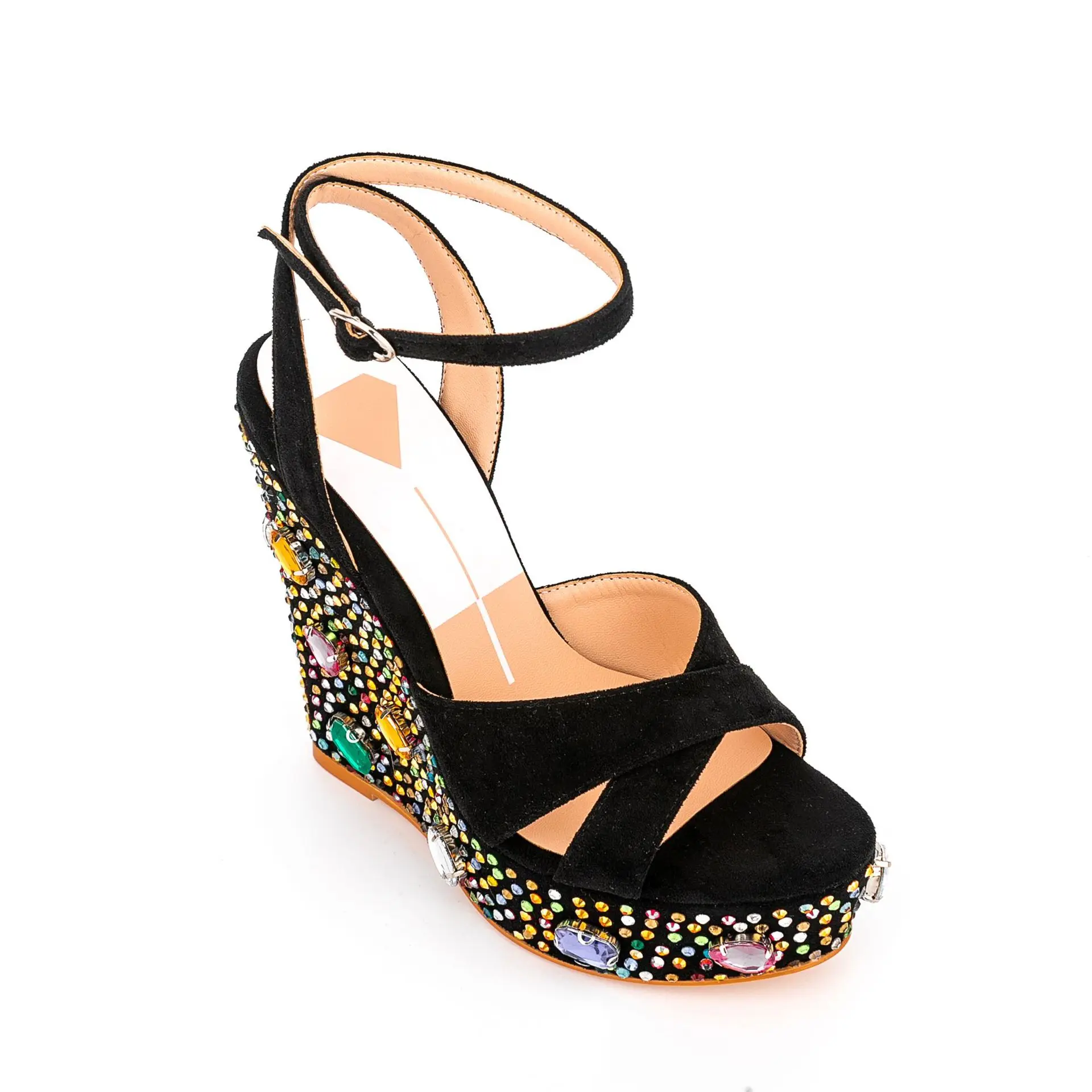 

Туфли-лодочки женские на танкетке, ремешок с пряжкой, дизайнерские сандалии с открытым носком, роскошные босоножки с ремешком на пятке