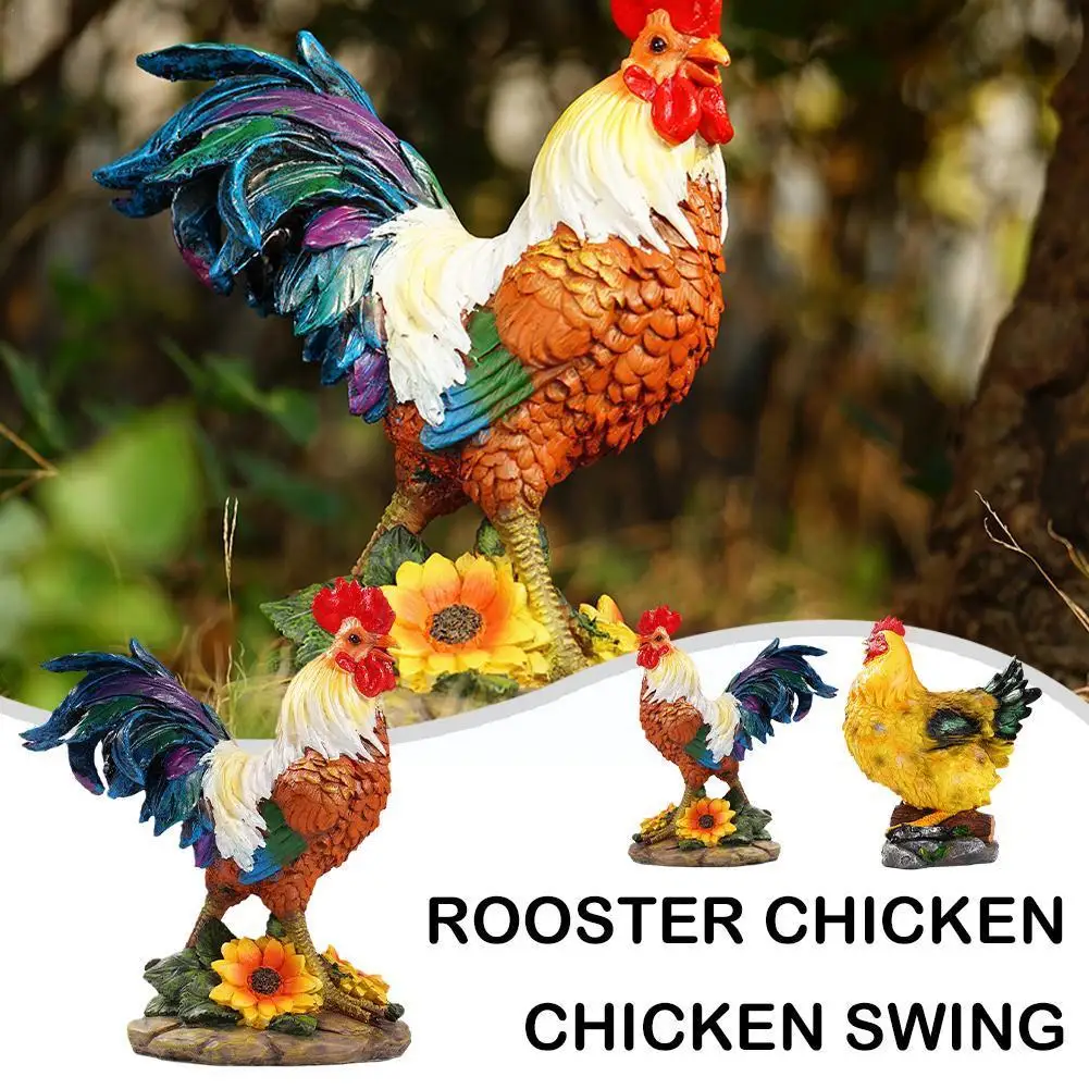 

Pastoral Simulation Rooster Hen Resin Ornaments Outdoor Lawn Accessories Balcony Courtyard Crafts Decor Sculpture Park Gard I3y6