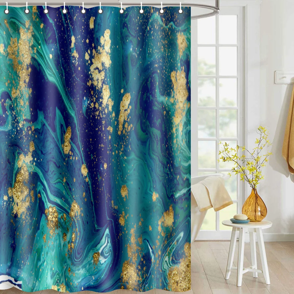 

Marble Grain Shower Curtain for Bathroom Waterproof Creative Personality Anti Mould Dry Wet Separation Bathroom Curtain