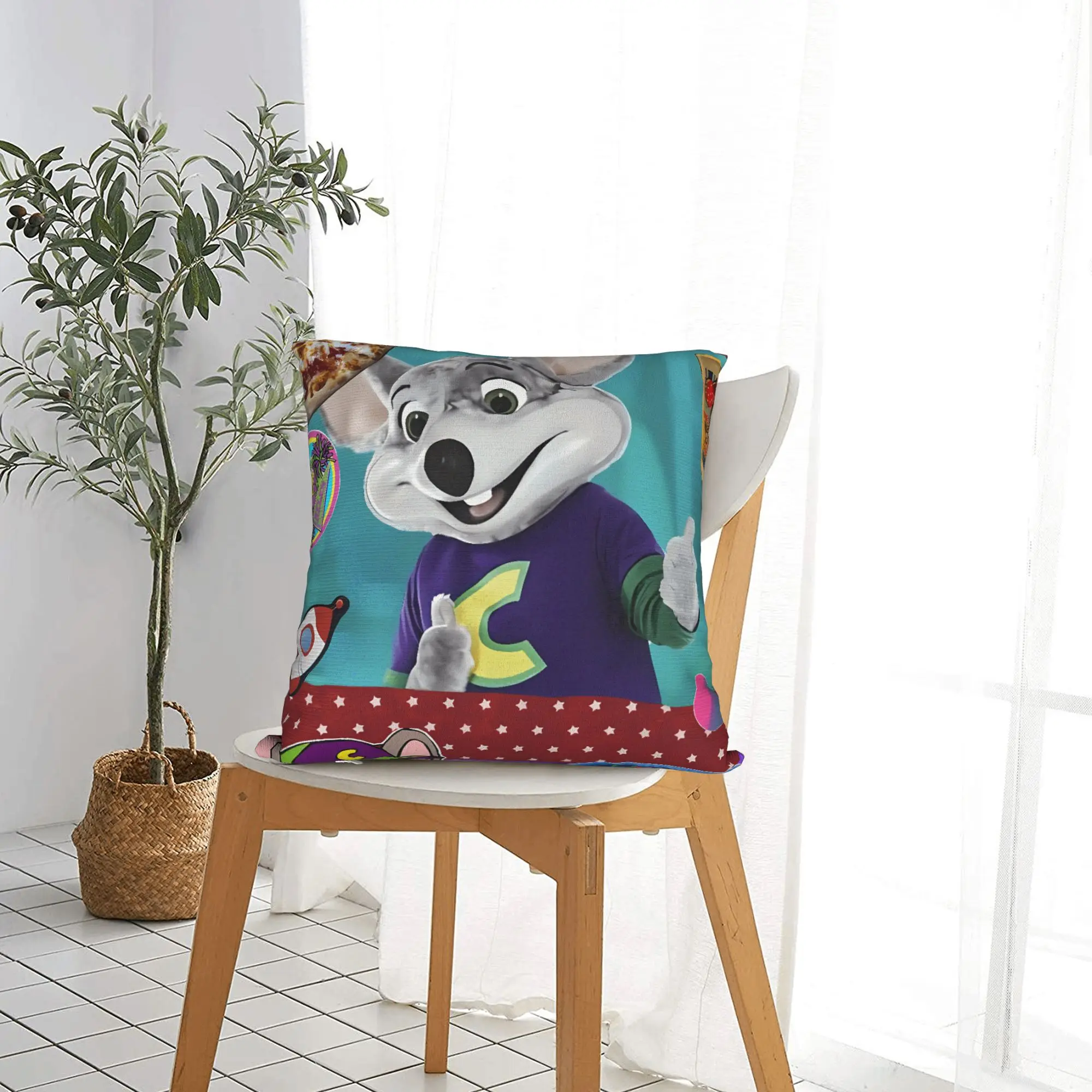 Фото Чехол для подушки Chuck E Cheese Pizza Food Lover, дизайнерский чехол для подушки Kawaii, наволочка для дивана, автомобиля, домашний декор №5