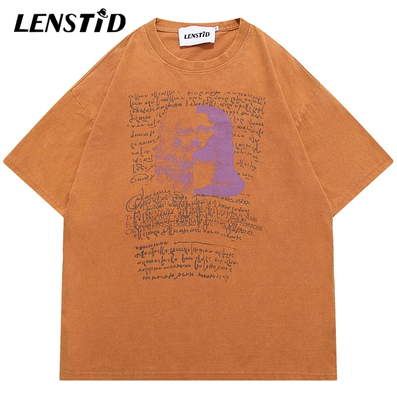 

Летние мужские винтажные стираемые дизайнерские смешные футболки в стиле хип-хоп с графическим рисунком панк Готическая уличная одежда Ха...