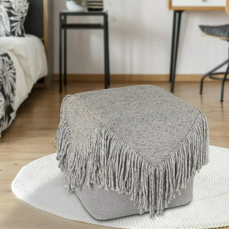 

Aaditri Poncho Solid Indoor Square Pouf, Gray, 18" x 18" x 18"