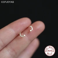 ccfjoyas mini cute moon star 925 sterling silver stud earrings minimalist gold silver color piercing earrings jewelry new