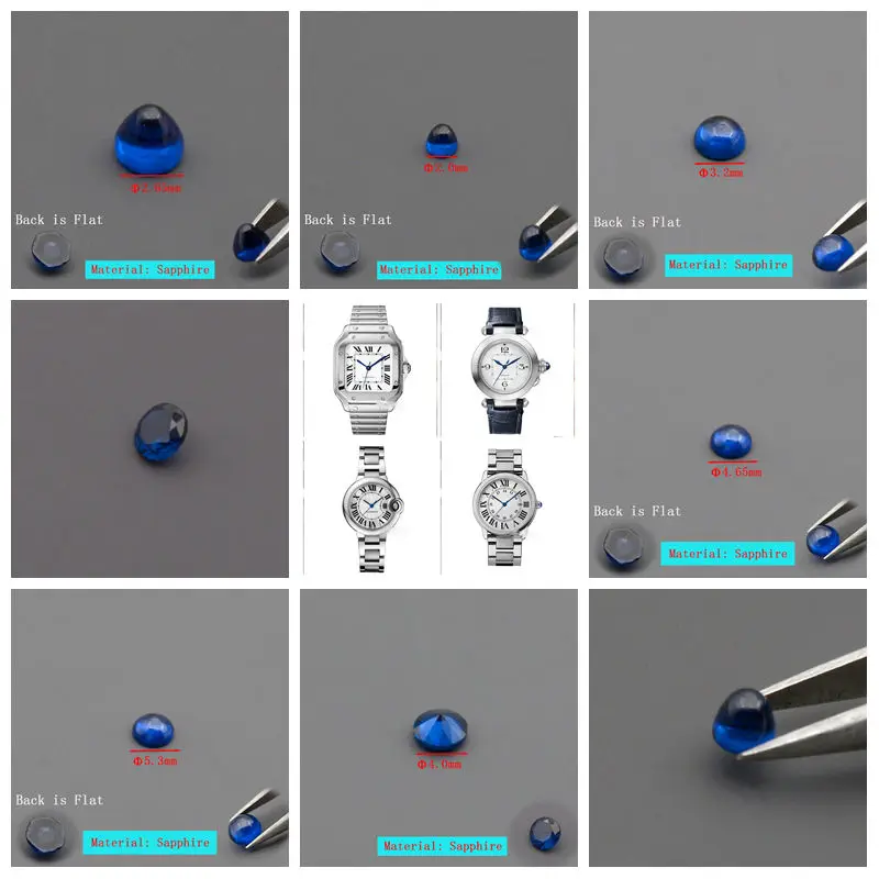Фото Подходит для Ballon Bleu Pasha Panthere Santos Cle Ronde Maillon Drive Tortue с несколькими синими сапфирами, круглые, подходят для короны Cartier №4