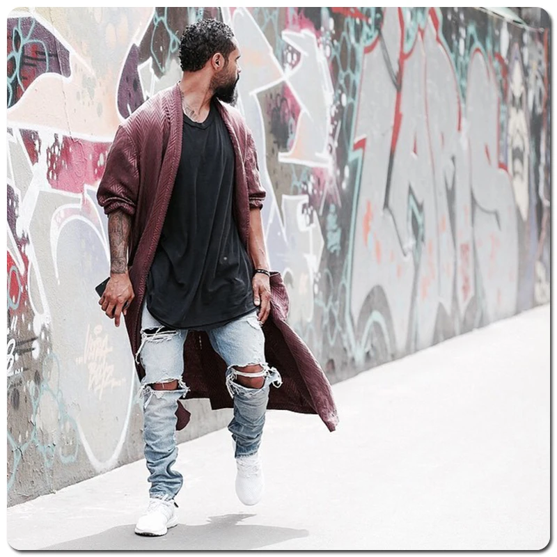Kenntrice Baggy Jeans Stylish Casual Streetwear Ripped Jeans For Men Streetwear Ripped Trend Men's Fashion Denim Jeans Designer