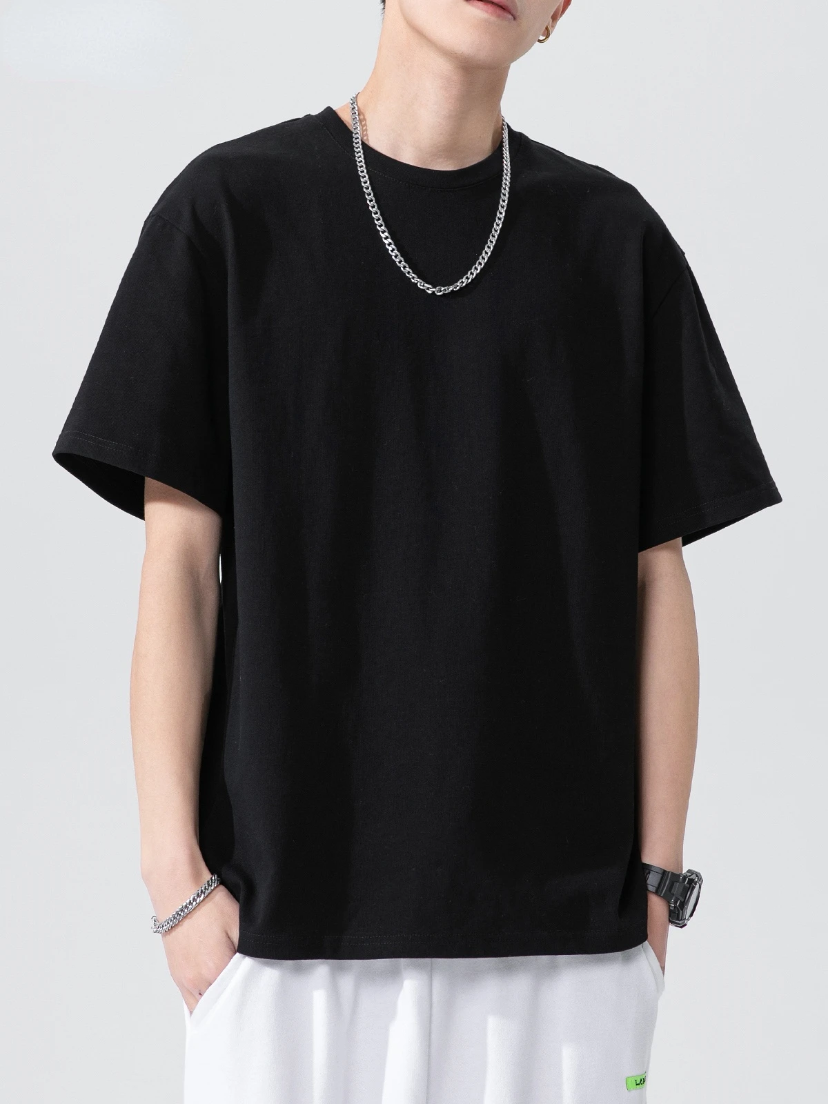 

New Summer Men's 2022 Fashion Solid Short Sleeve Casual T-shirts Male Korean Streetwear O-neck Top Tees Shirts L94