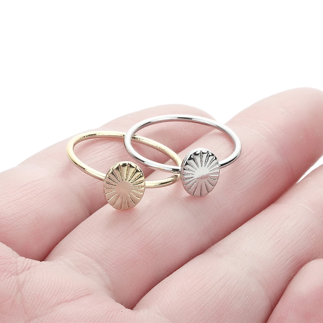 

Chereda Romantic Sunbeam Simple Ring For Couples Dainty Gold Plated Celestial Oval Ring Best Friend Unique Ring Gift For Her