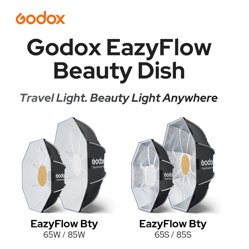 Фото Godox EazyFlow Beauty Dish 65см/85см: Быстросборный портативный складной студийный софтбокс для фотостудии №2