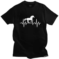mens horse heartbeat t shirts short sleeve cotton tshirts handsome t shirt leisure riding tee slim fit apparel