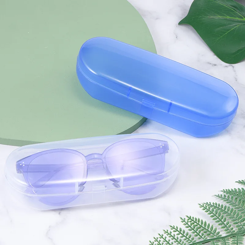 

Голубые прозрачные очки, пластиковая коробка, плоская зеркальная коробка для хранения очков для близорукости, простые модные очки