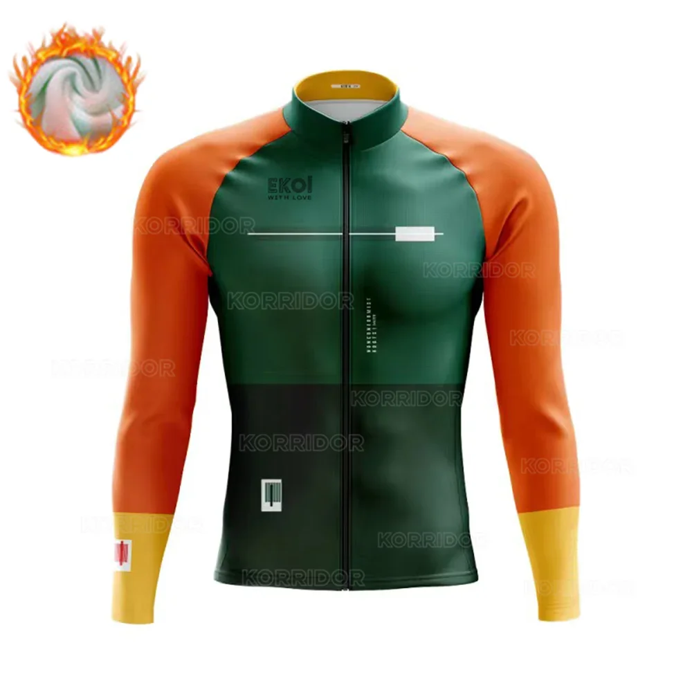 

2024 EKOI WITH LOVE Winter Cycling Thermal Fleece Clothing Sets Cycling Jersey Sport Bike MTB Riding Clothing Warm Jackets Man