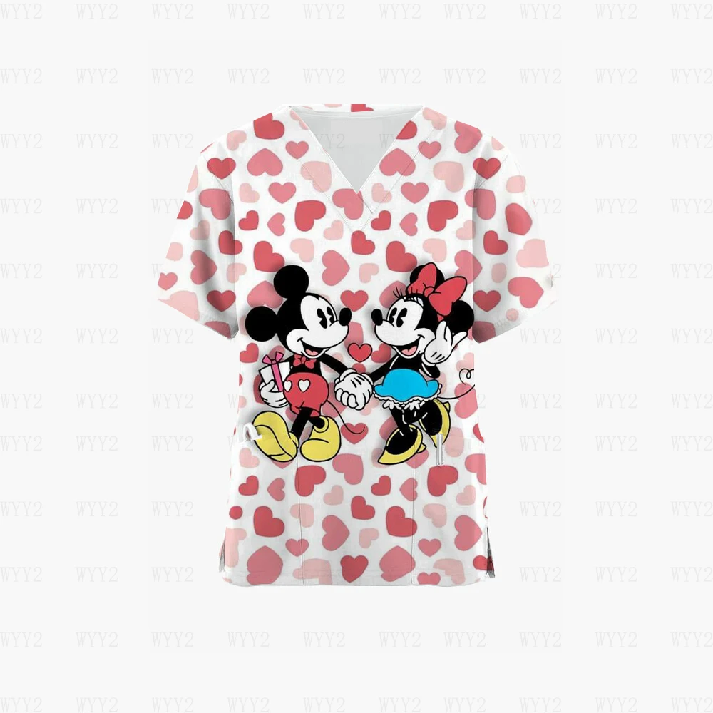 

V Neck Nurse Uniform Tops Disney T Shirt Mickey Shirt Pocket Womens Hospital T Shirts Minnie Mouse Tops Womens 2023 T Shirts
