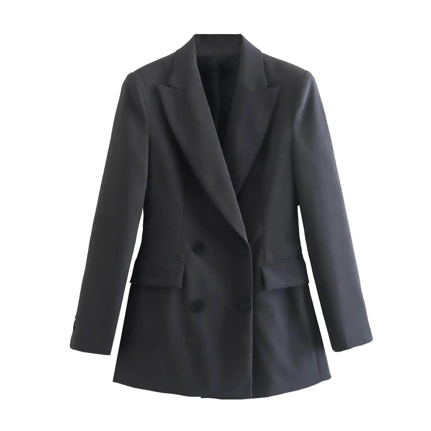 

SuperAen European and American Style Women's New 2022 Double-breasted Long Sleeve Fashion Solid Color Blazer Jacket