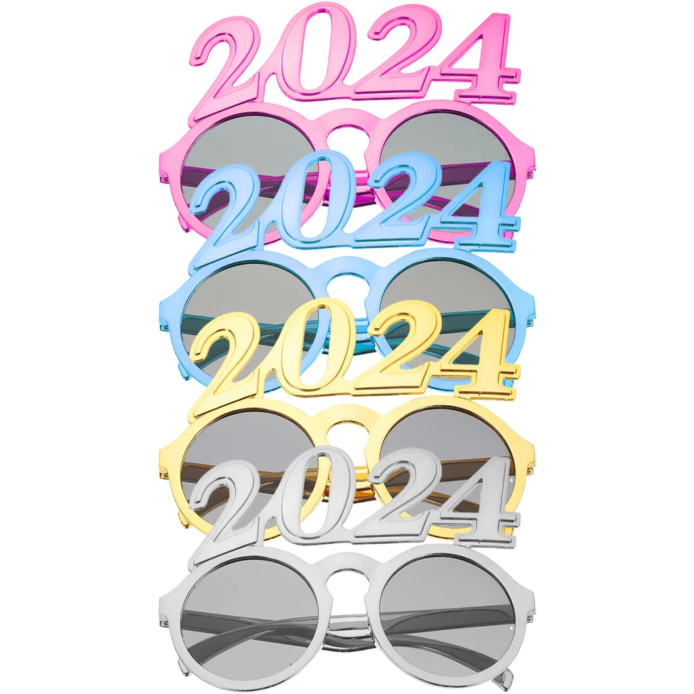 

4pcs Happy New Year Eyeglasses Glasses Frame 2024 Eyeglasses New Year Glasses Photo Props