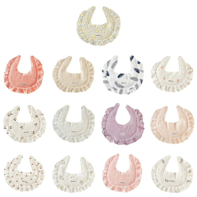 

N80C Baby Bibs with 4-layer Baby Bandana Drool Bibs Absorbent Cotton Teething Bibs Adjustable Baby Bibs for Baby Boys Girls