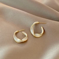 kouch 2022 new earring twist copper alloy smooth mental earrings two cicle round shape elegant woman jewelry korean style fashio