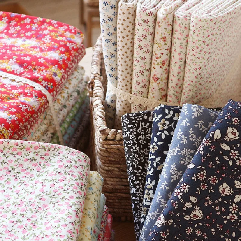 

50*145 CM Summer New Product Pure Cotton Pastoral Style Small Fresh Floral Fabric Shirt Dress Cheongsam Baby Shirt