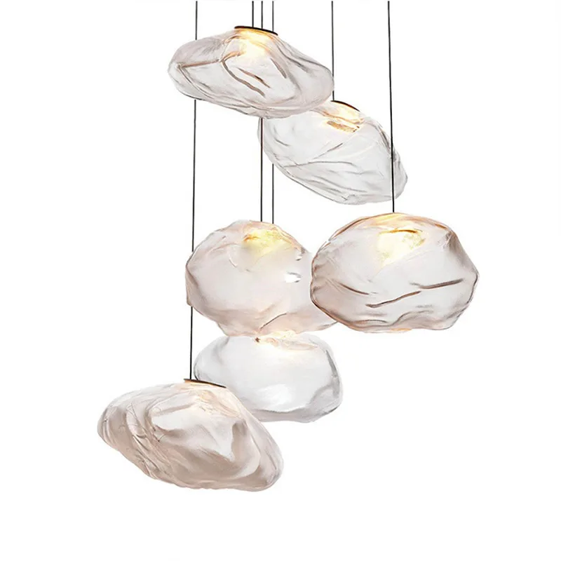 Cloud Design Smoky Grey Glass Pendant Light  Art Hanging Lamp Decorative Blown Glass Pendant lamp Restaurant Chandelier