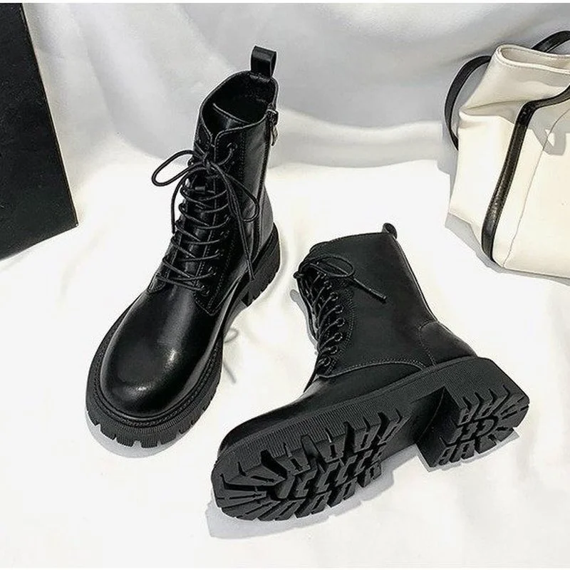 Women's Boots Autumn and Winter New Ankle Boots Fashion Lace Up Zipper Botas Mujer Sports Platform Martin Boots Casual Shoes