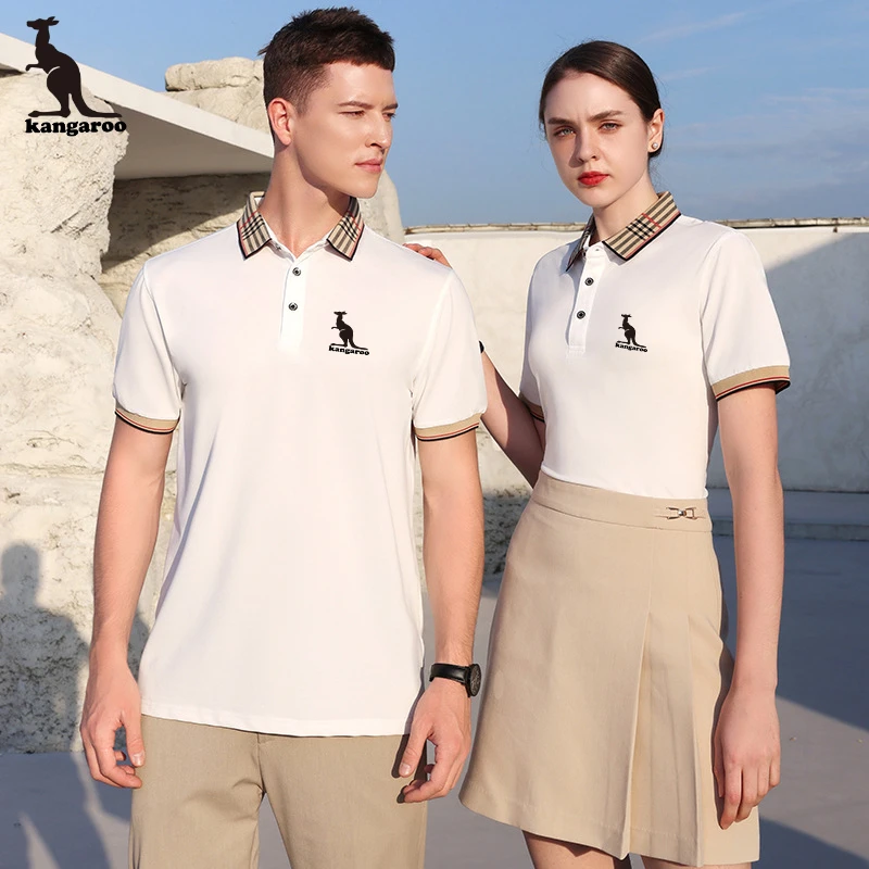 

DAISHU Kangaroo High Quality Couple T-shirts T-shirt Men's and Women's Turn-down Collar T-shirt Work Wear Group Work Clothes