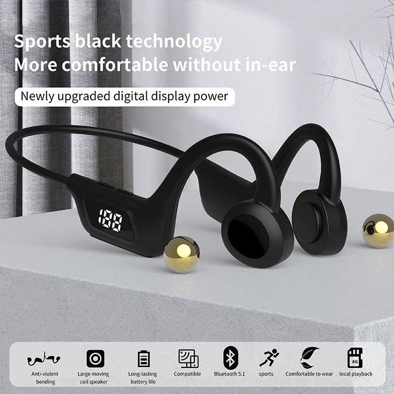 

Костная проводимость 360, свободный изгиб, беспроводная 5,1 Bluetooth-карта, MP3, водонепроницаемая Ультрапрозрачная басовая гарнитура
