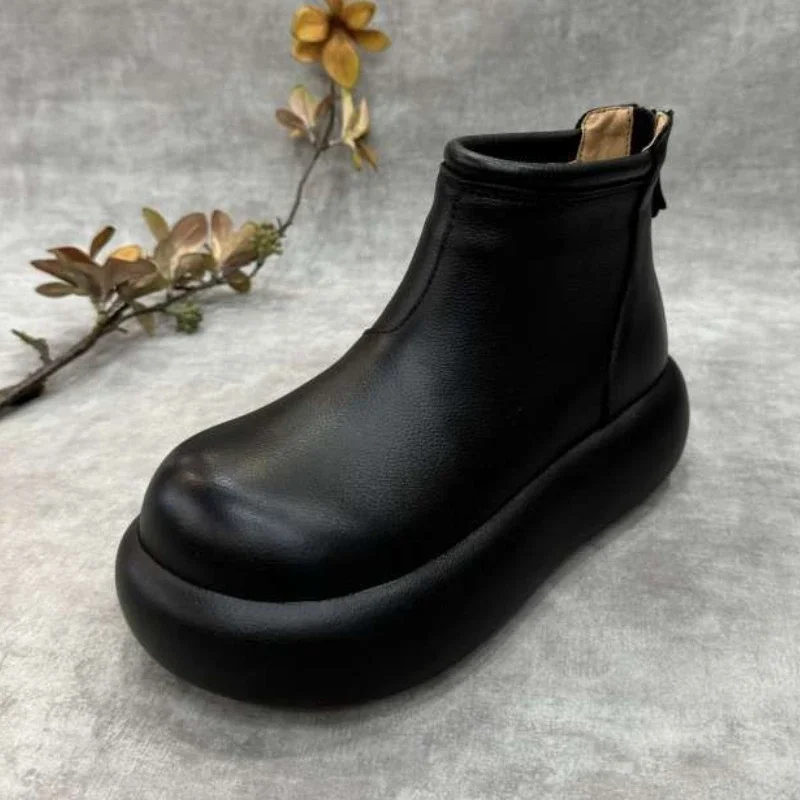 Женские ботильоны на плоской подошве и платформе повседневная кожаная обувь